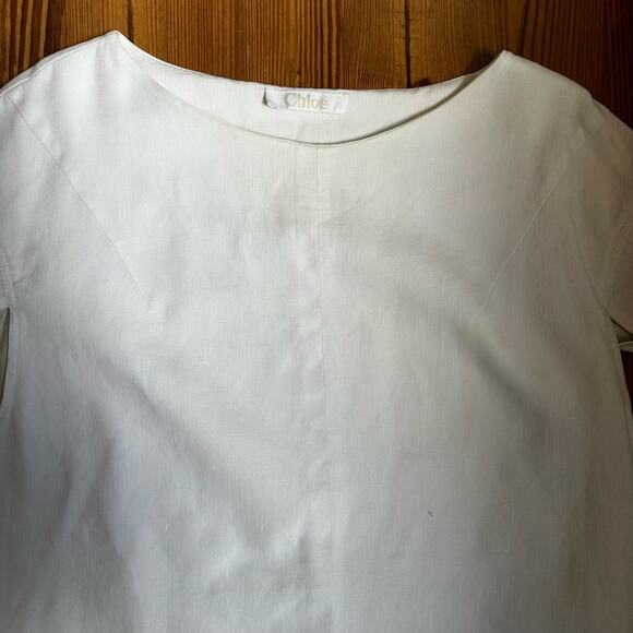 Chloe cream linen blend quarter sleeve midi dress SIZE 38/8 - Picture 4 of 5